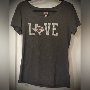 Harley-Davidson Black Short Sleeve Tee with Silver Accents (Small) XL